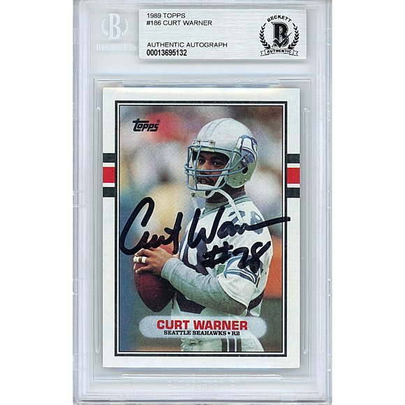 Curt Warner Signed Seahawks 1989 Topps Football Card Beckett BAS Autograph Slab - Picture 1 of 5